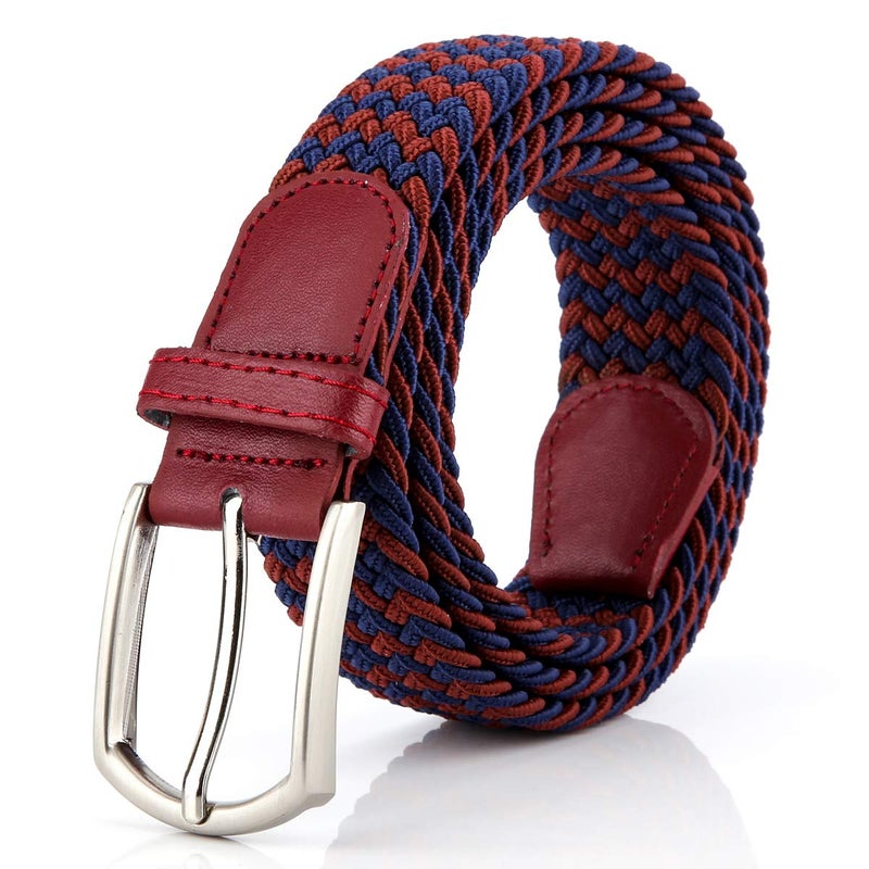 Radmire Braided Canvas Woven Elastic Stretch Belts for Men/Women/Junior with Multicolored (WineBlue, XX-Large/44-46" Waist) - Image 1